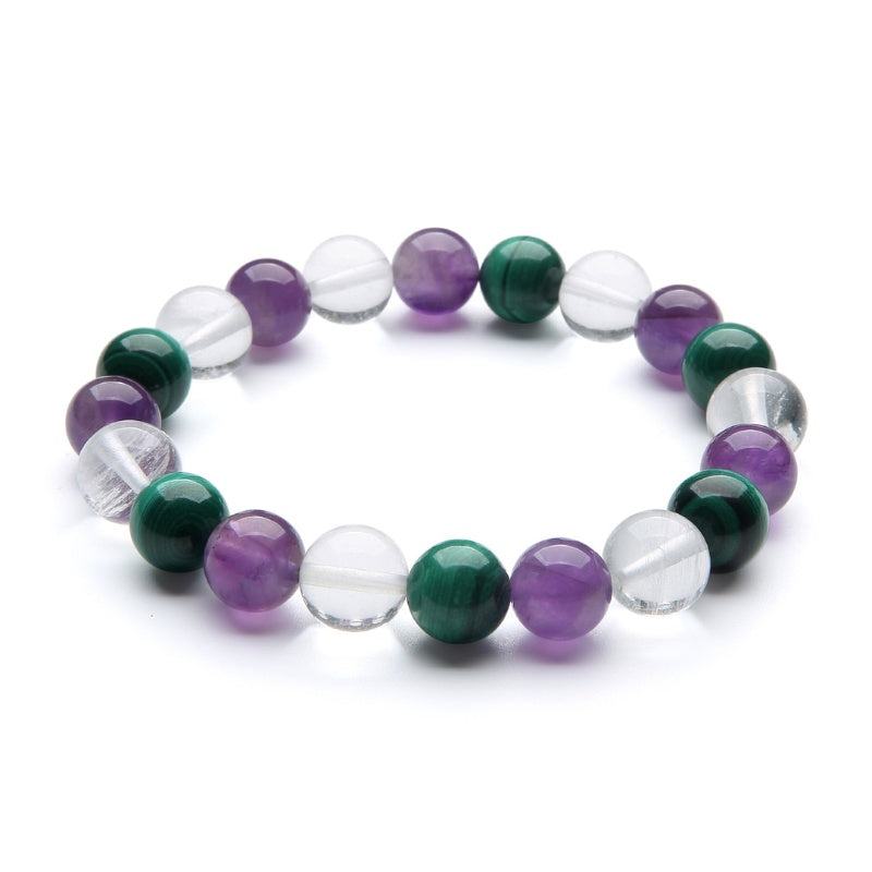 Triple Healing Bracelet – Amethyst, Malachite, Clear Quartz
