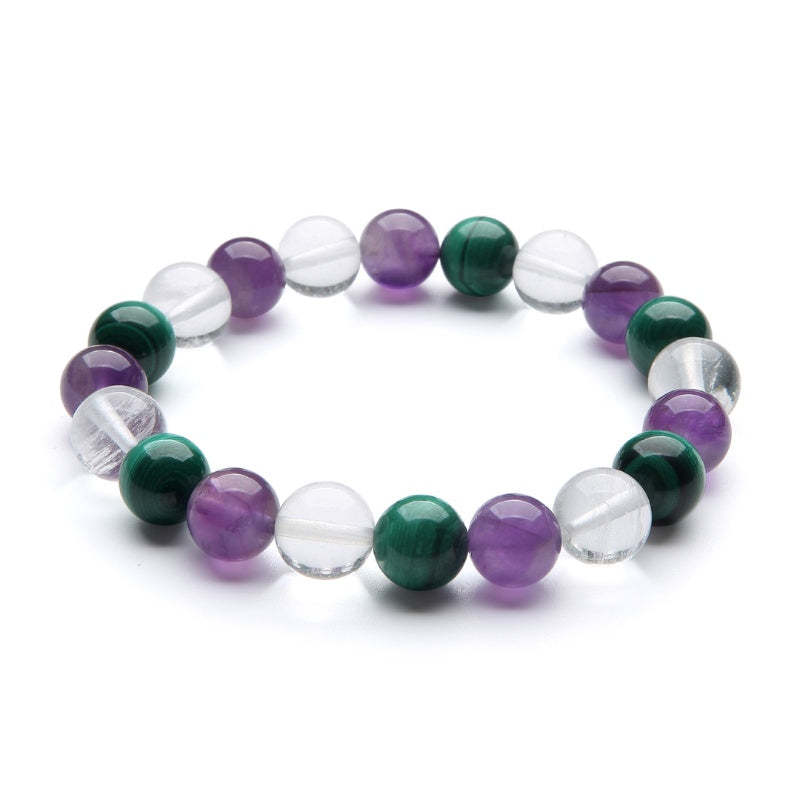 Triple Healing Bracelet – Amethyst, Malachite, Clear Quartz