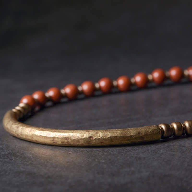 Red Jasper Moss Agate Black Obsidian Crystal Copper Peace Couple Bracelet