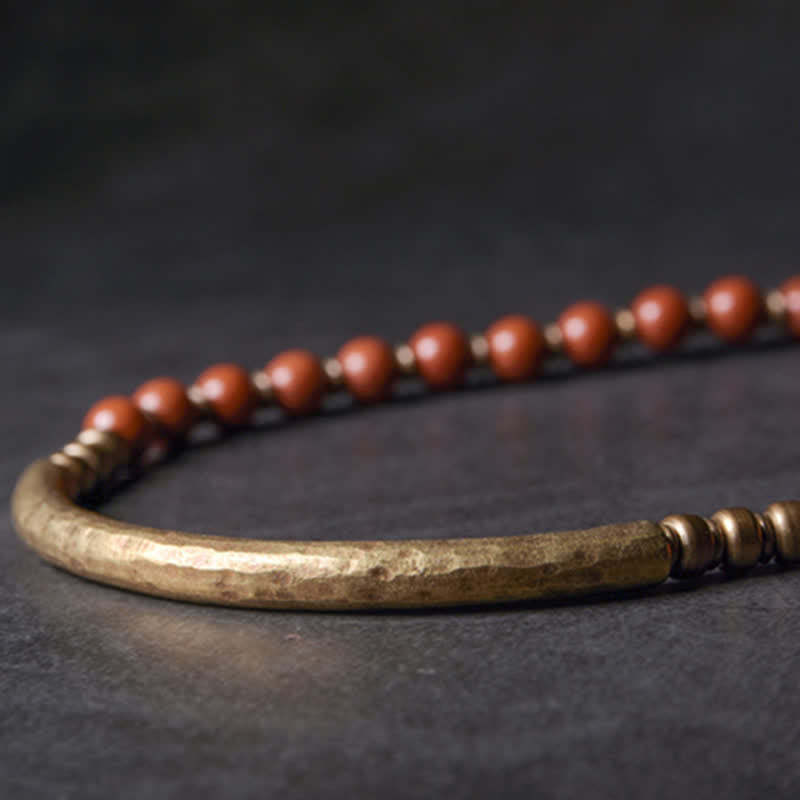 Red Jasper Moss Agate Black Obsidian Crystal Copper Peace Couple Bracelet
