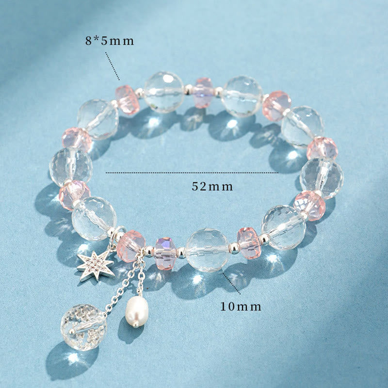 White Crystal Pink Crystal Star Bracelet