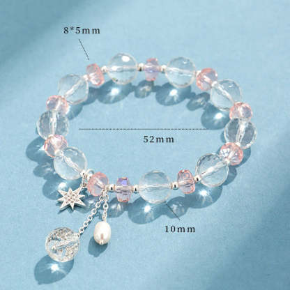 White Crystal Pink Crystal Star Bracelet
