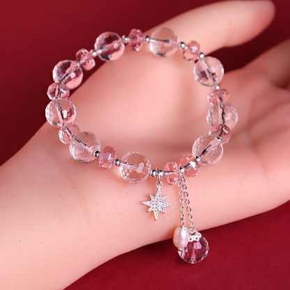 White Crystal Pink Crystal Star Bracelet
