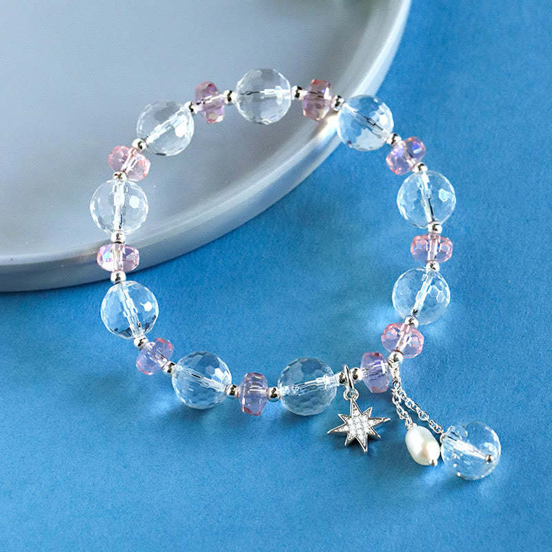 White Crystal Pink Crystal Star Bracelet