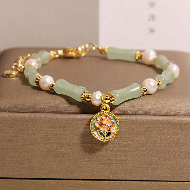 Chinese Style Stone Bamboo Glass Bracelet
