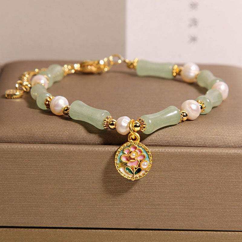 Chinese Style Stone Bamboo Glass Bracelet
