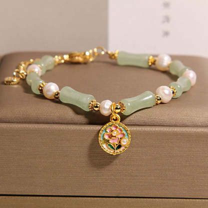 Chinese Style Stone Bamboo Glass Bracelet