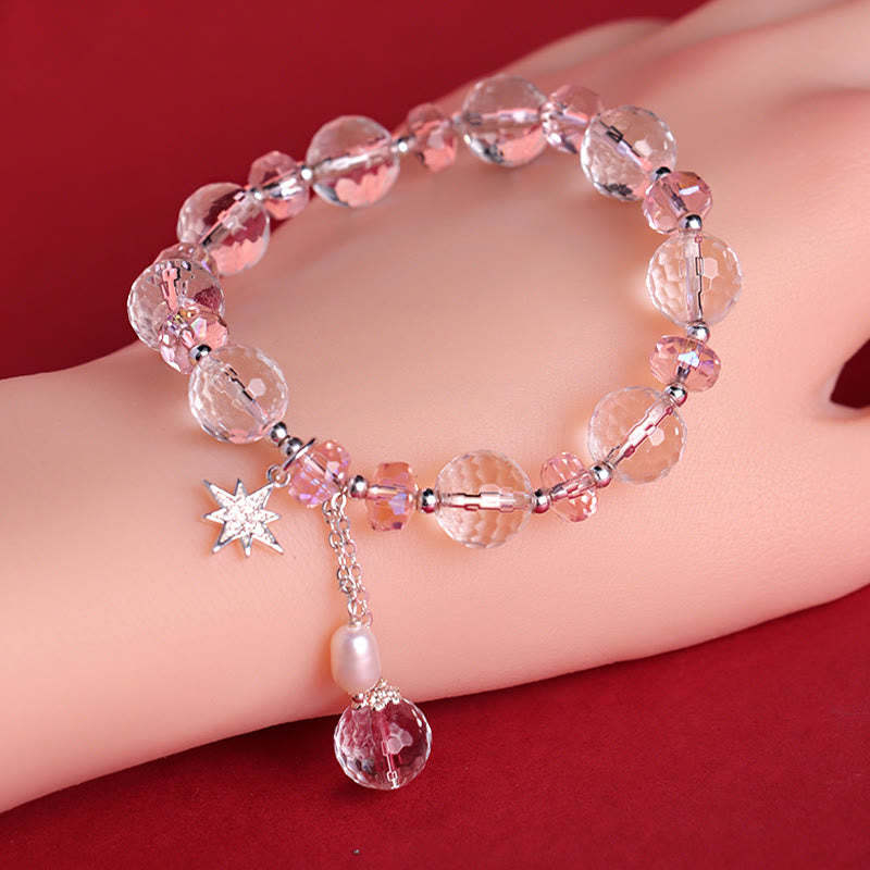 White Crystal Pink Crystal Star Bracelet