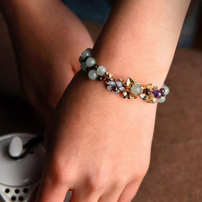 Green Aventurine Garnet Bead Flower Petal Luck Bracelet