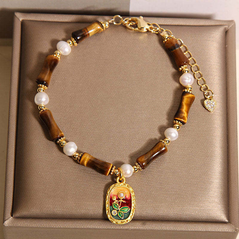 Chinese Style Stone Bamboo Glass Bracelet