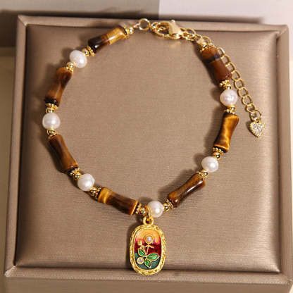 Chinese Style Stone Bamboo Glass Bracelet