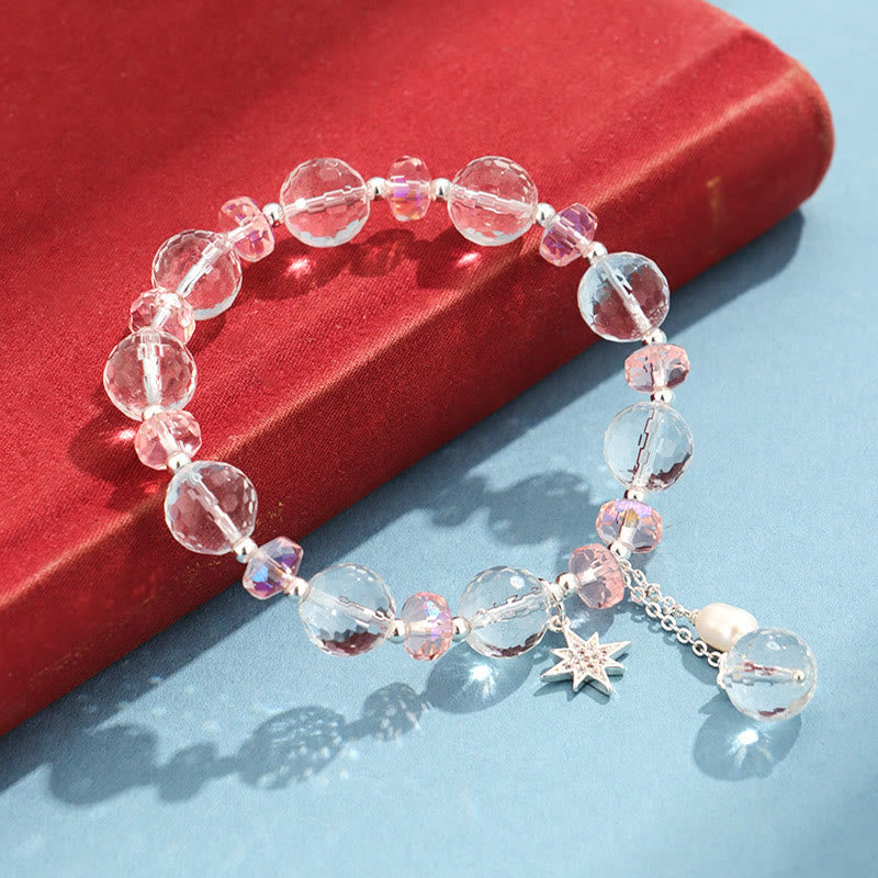 White Crystal Pink Crystal Star Bracelet