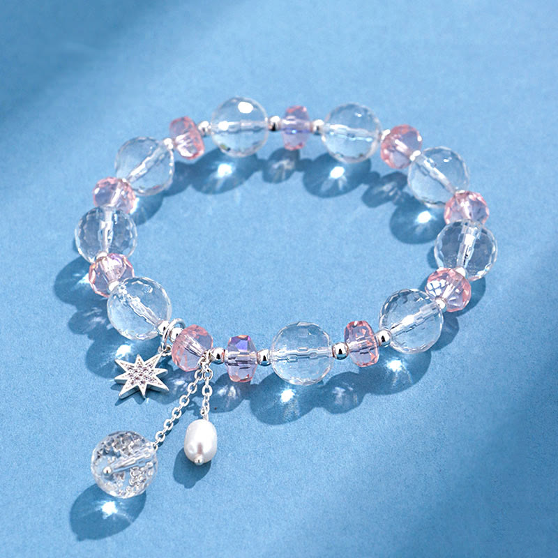 White Crystal Pink Crystal Star Bracelet