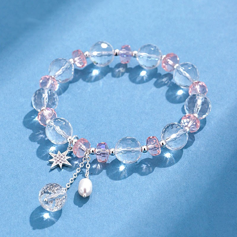 White Crystal Pink Crystal Star Bracelet