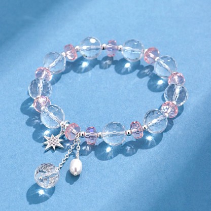 White Crystal Pink Crystal Star Bracelet