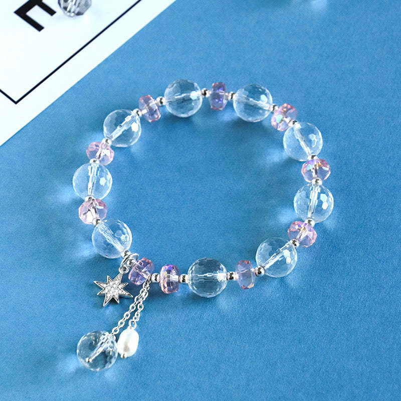 White Crystal Pink Crystal Star Bracelet