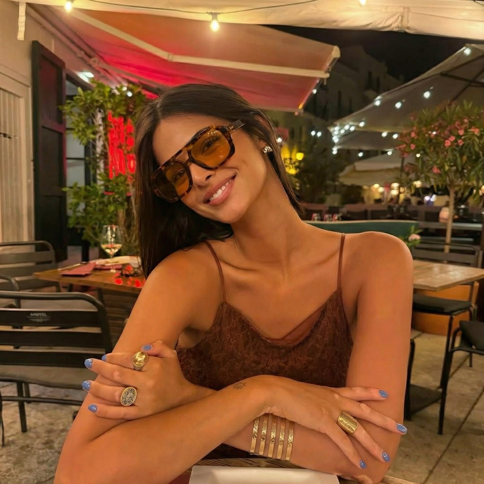 Double-Bridge Irregular-Shaped Sunglasses