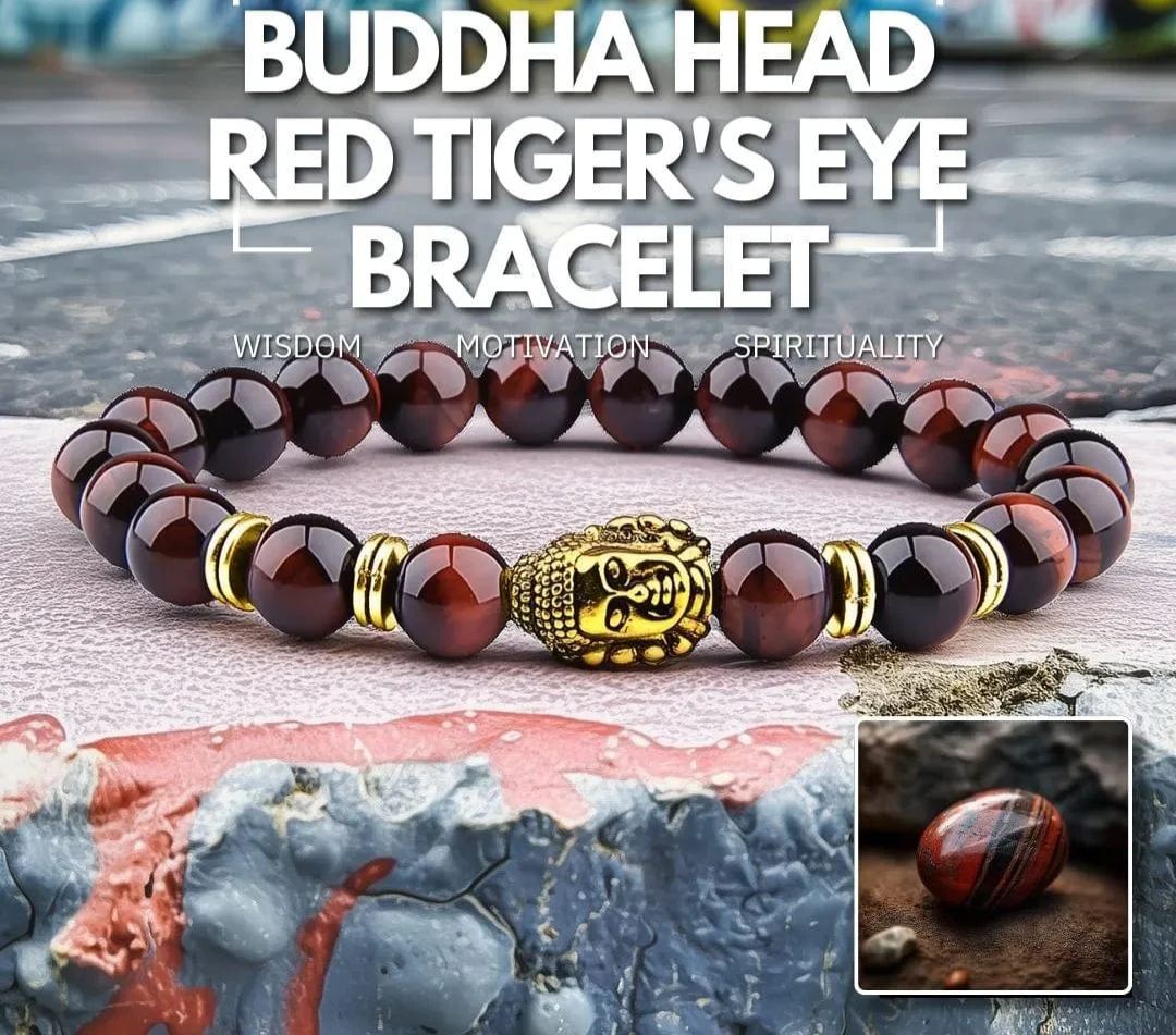 Buddha Head Red Tiger's Eye Bracelet