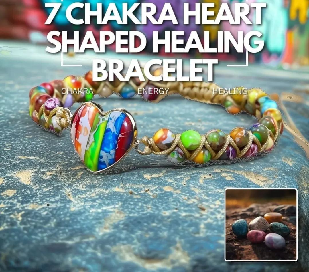 7 Chakra Heart Shaped Healing Bracelet