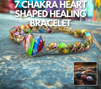 7 Chakra Heart Shaped Healing Bracelet