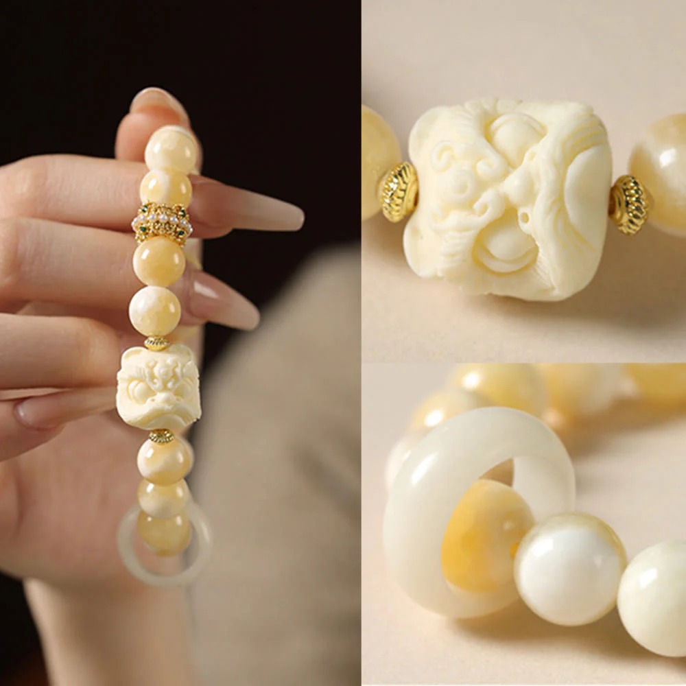 Amber Gray Agate Ivory Confidence Bracelet