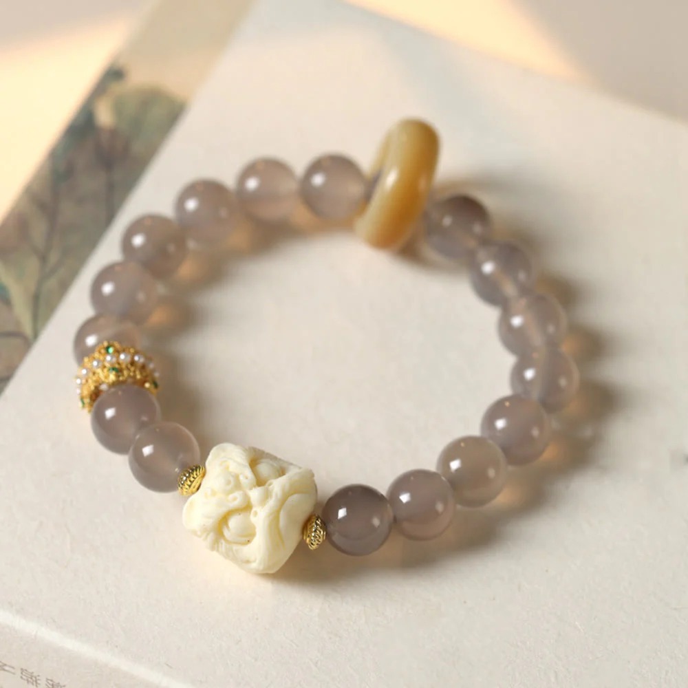 Amber Gray Agate Ivory Confidence Bracelet
