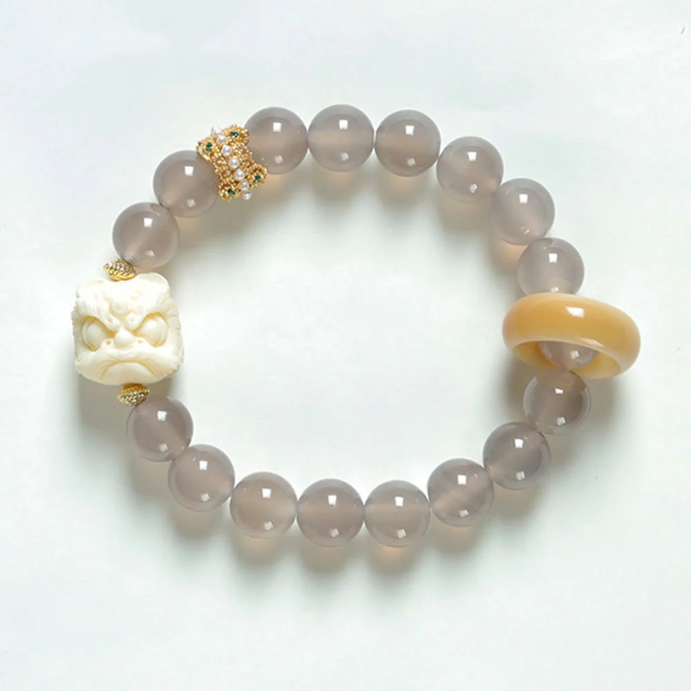 Amber Gray Agate Ivory Confidence Bracelet