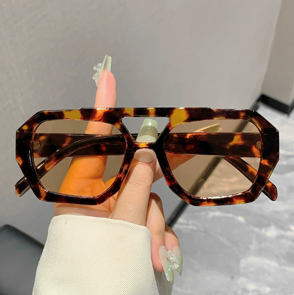 Double-Bridge Irregular-Shaped Sunglasses