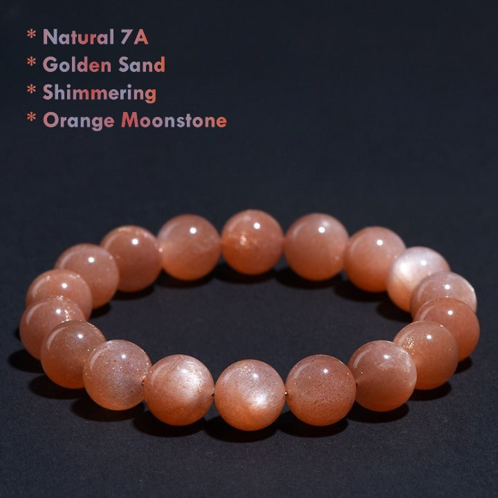 Golden Sand Orange Moonstone Bracelet (7A) – Shimmering Gemstone Healing Jewelry