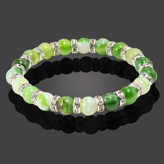 Natural Stone Bracelet Round Crystal Beads Bracelet