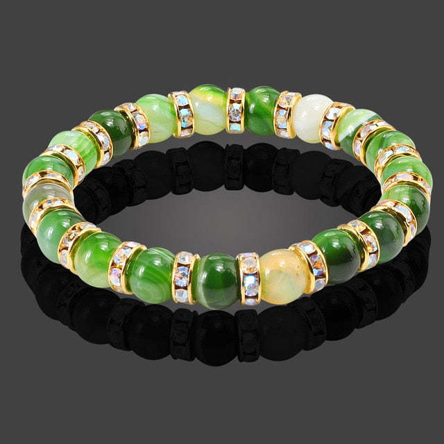 Natural Stone Bracelet Round Crystal Beads Bracelet