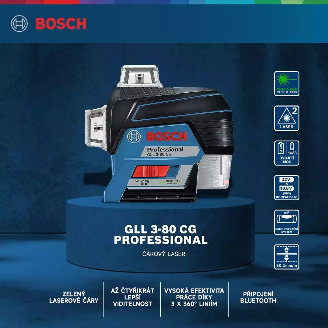 [BOSCH-GLL 3-80 CG] Laserová vodováha s 16 liniemi, venkovní viditelnost 60 m, 360° kolem domu, čtyři režimy na výběr, objednejte si nyní a užijte si 50% slevu, vrácení peněz a dopravu zdarma.