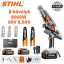 8palcová bezuhlíková lithiová pila výkon 8000 W baterie 60 V 8.0 Ah*2 nabíječka vodicí deska*2 řetěz*3 skříňka na nářadí mazivo a brýle pětiletá záruka