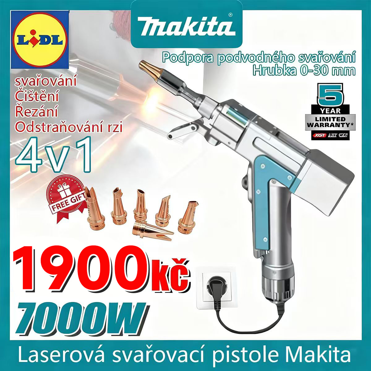 [Nejlepší slevy roku] Makita 7000W Innovative Portable Laser Welding Gun 4-in-1 (Welding + Cleaning + Cutting + Derusting): Ušetřete až 80 %.