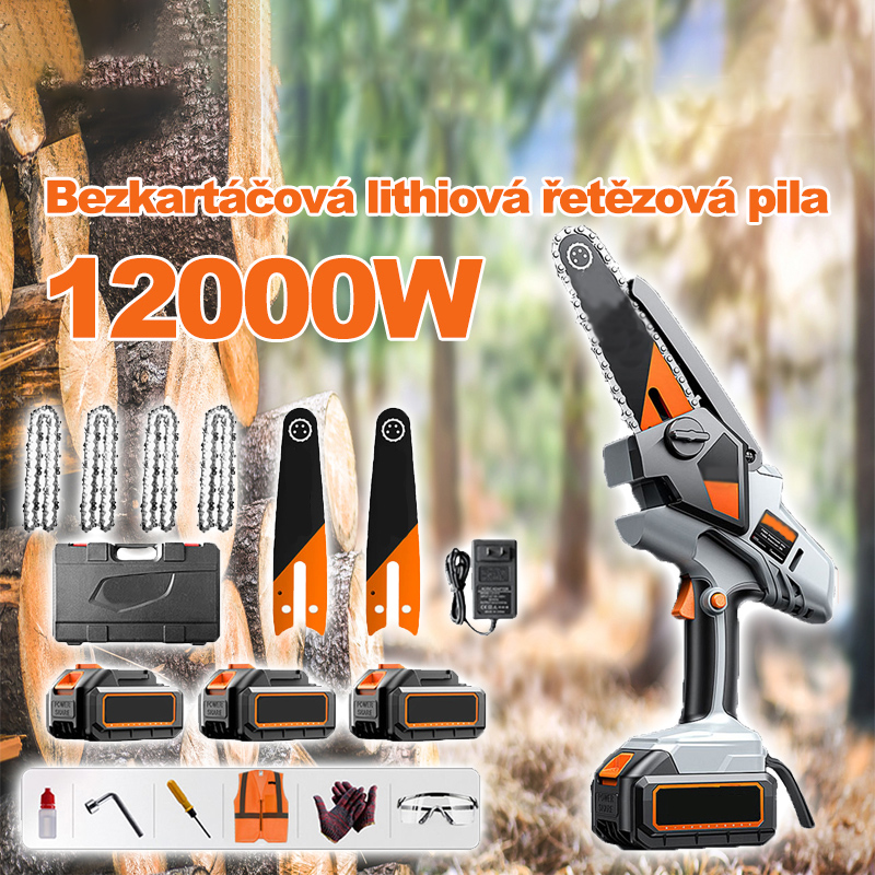 Přenosná řetězová pila 12000W s lithiovou baterií