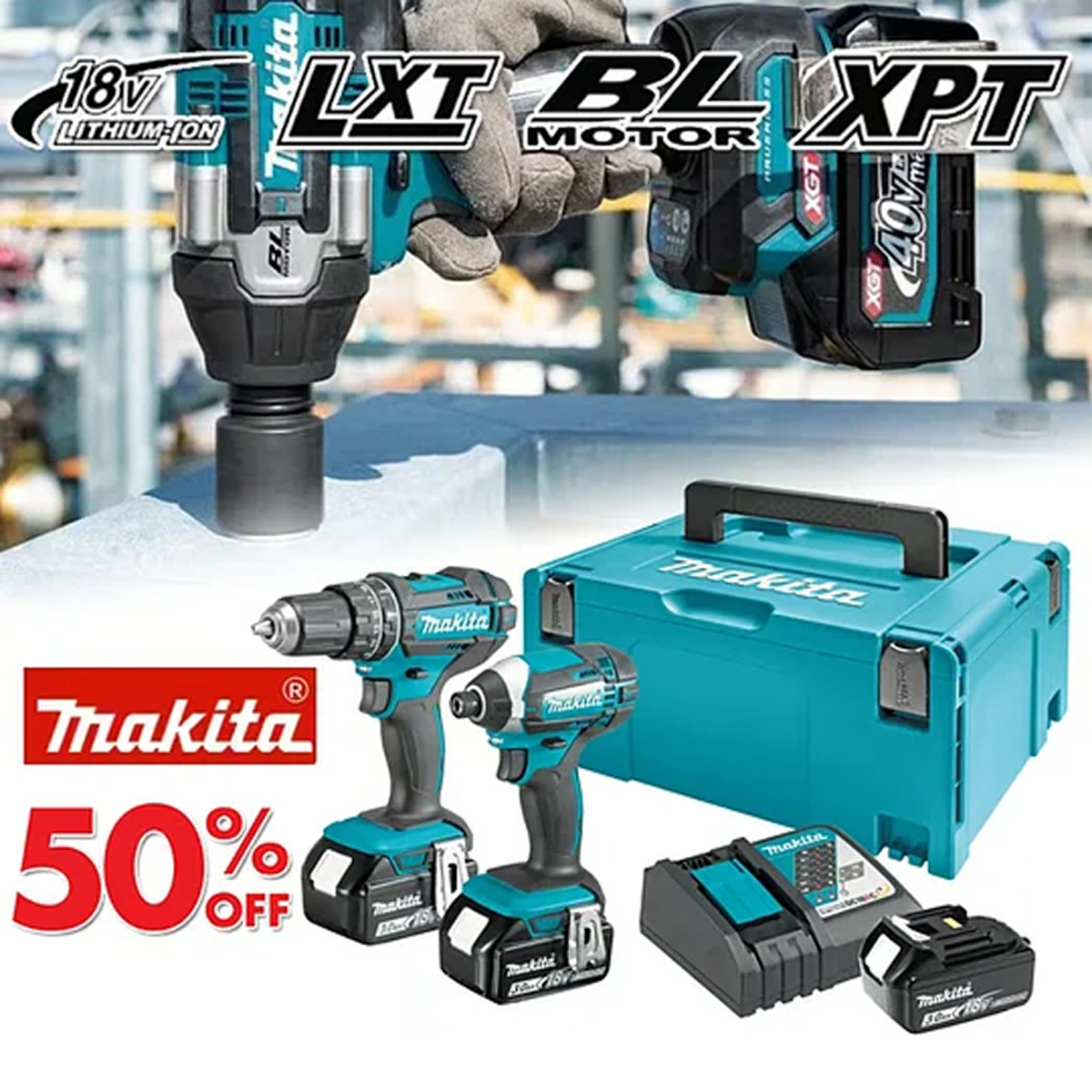 [Zbývají už jen 3 dny] Sada akumulátorového nářadí Makita XT269M 18V bezkartáčové, posledních 100 kusů za pouhých 2590 Kč!