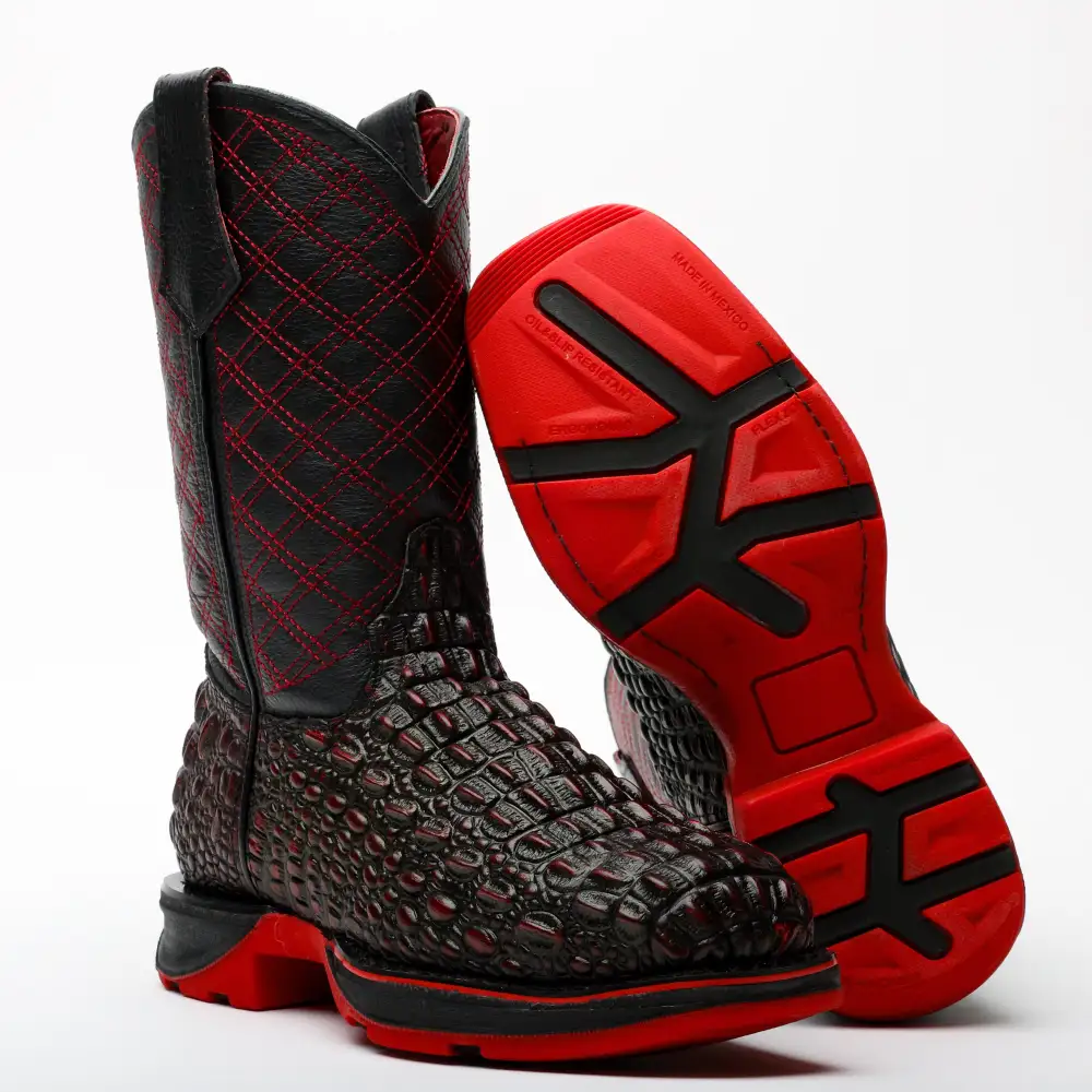 Kožené boty Black Cherry Caiman s rohovinovou špičkou a lehkou 3D podrážkou - kompozitní špička