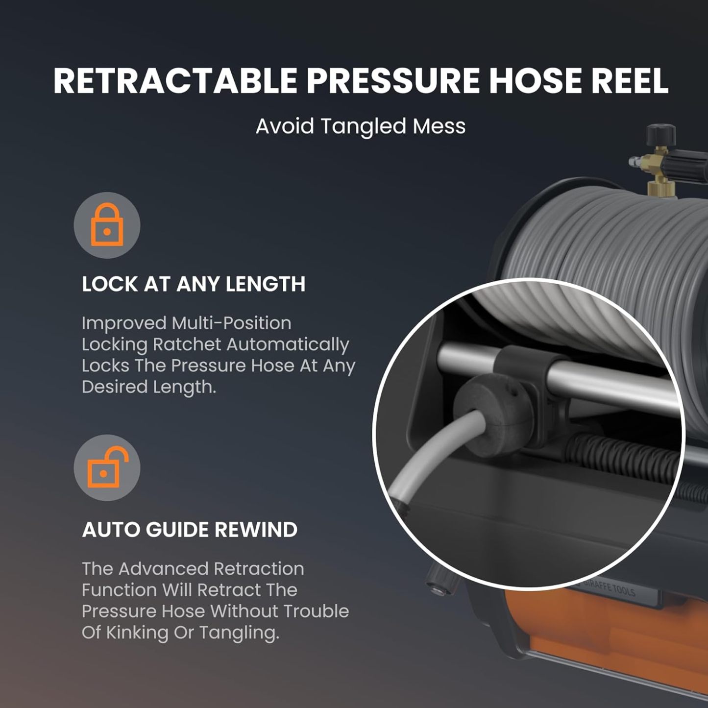 Grandfalls Pressure Washer PRO with 100ft High-Pressure Hose by Giraffe Tools