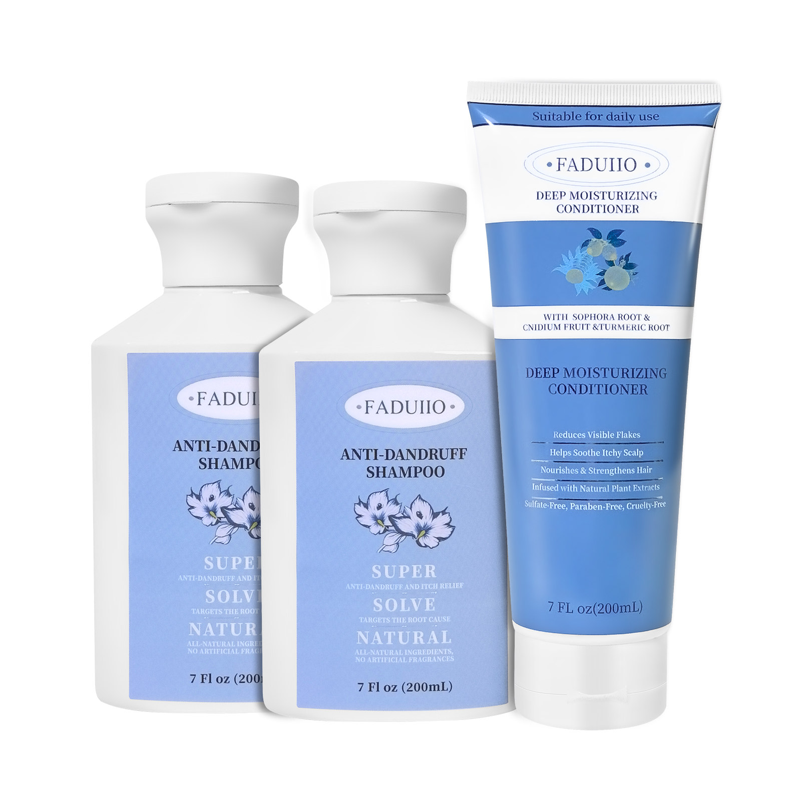 FADUIIO Anti-Dandruff Shampoo*2+Moisturizing Conditioner