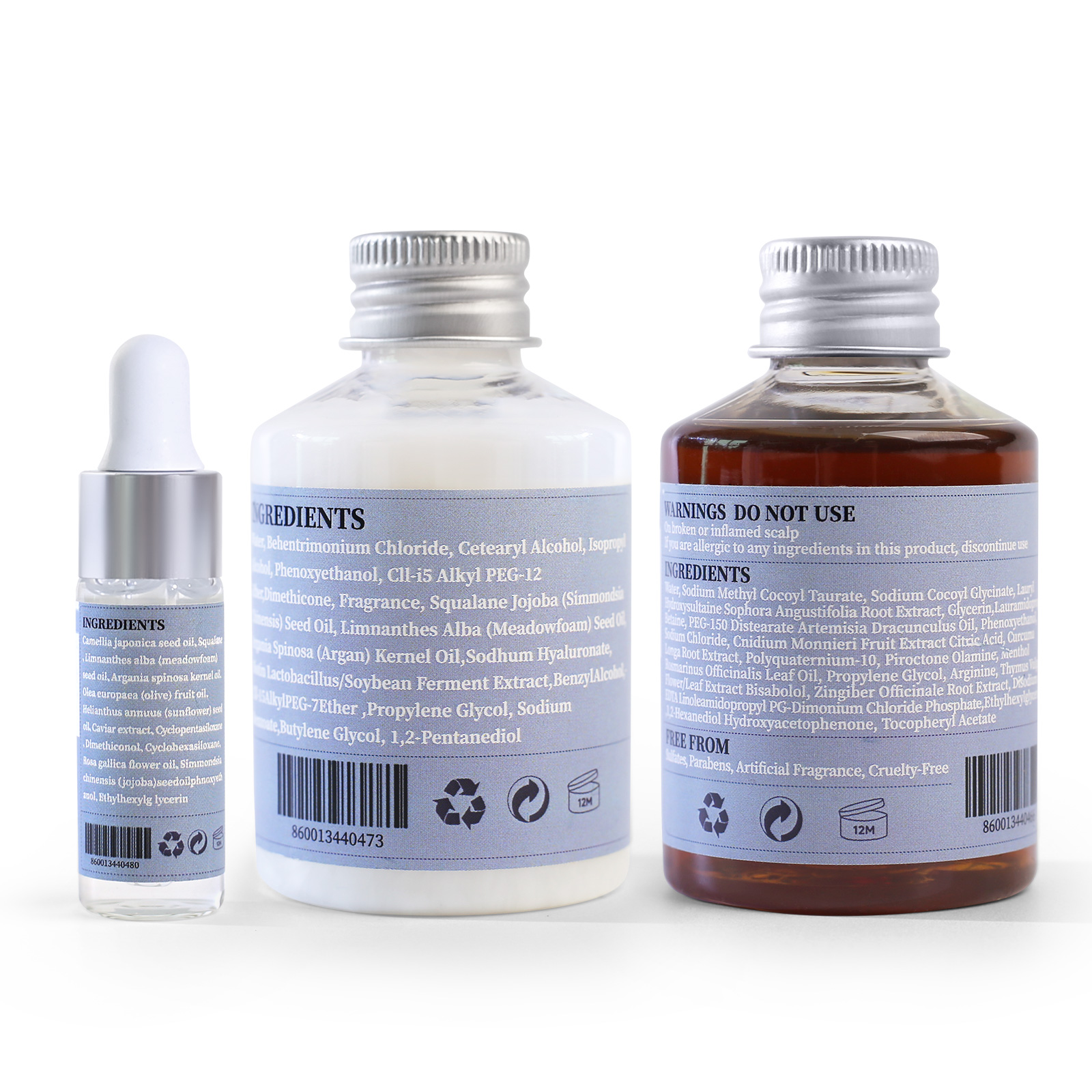 FADUIIO 3-Piece Hair Care Travel Set – Anti-Dandruff Shampoo, Deep Moisturizing Conditioner & Caviar Hair Oil | Soothing, Nourishing & Shine-Boosting Essentials