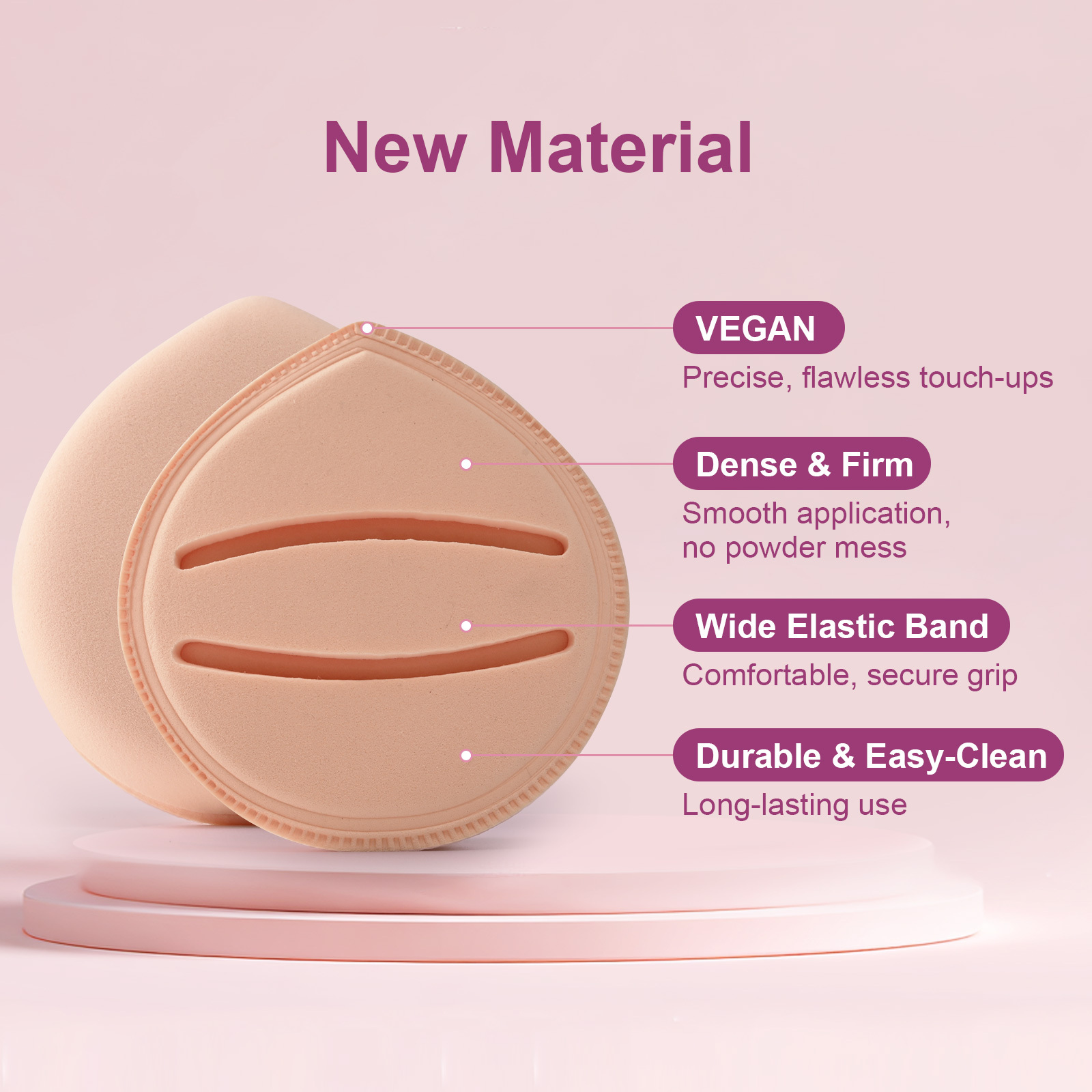 FADUIIO Aspira 15-Piece Makeup Sponge & Puff Set – Rubycell Sponge, Beauty Blenders, Triangle & Finger Puffs | Reusable Soft Tools for Liquid & Powder Application