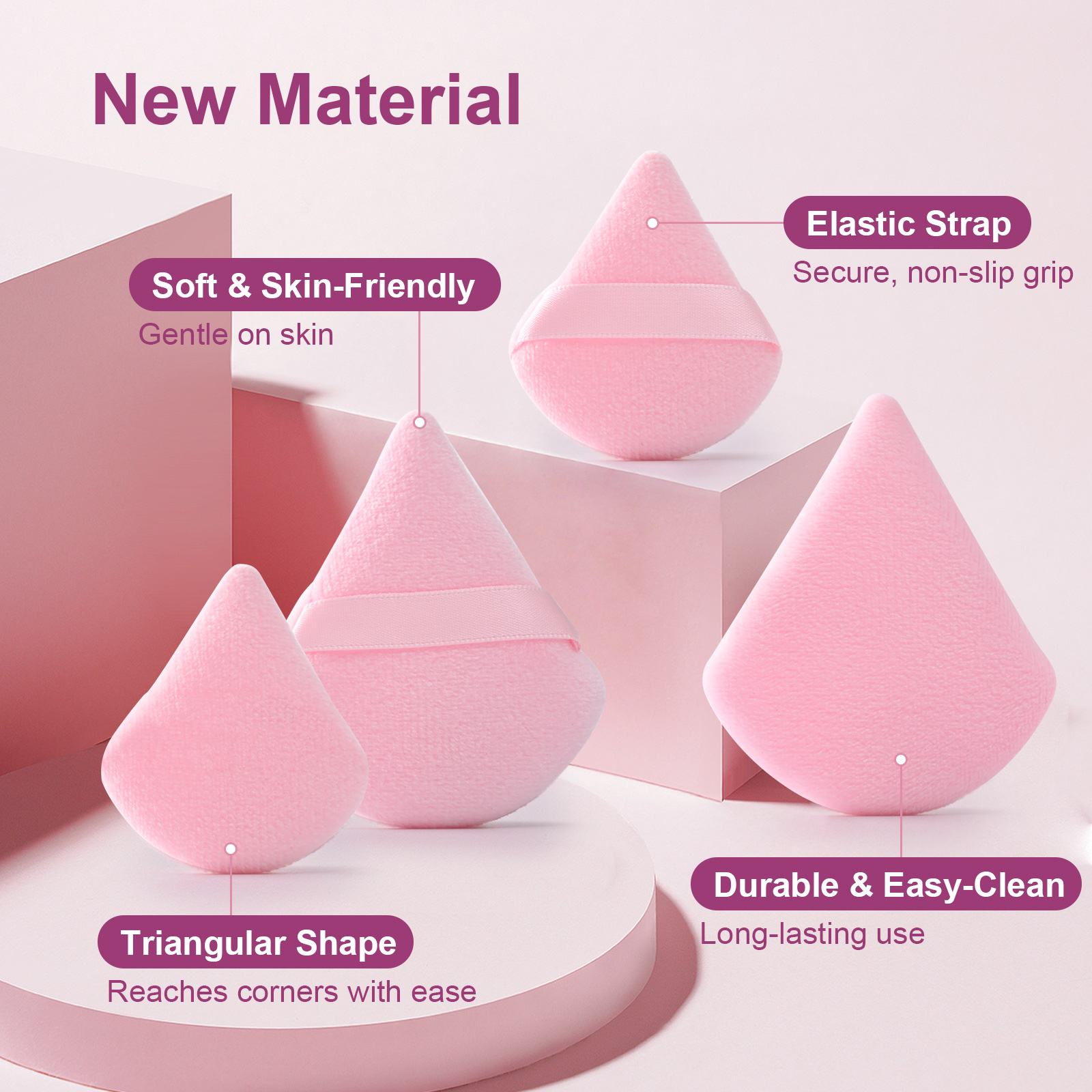 FADUIIO Aspira 15-Piece Makeup Sponge & Puff Set – Rubycell Sponge, Beauty Blenders, Triangle & Finger Puffs | Reusable Soft Tools for Liquid & Powder Application