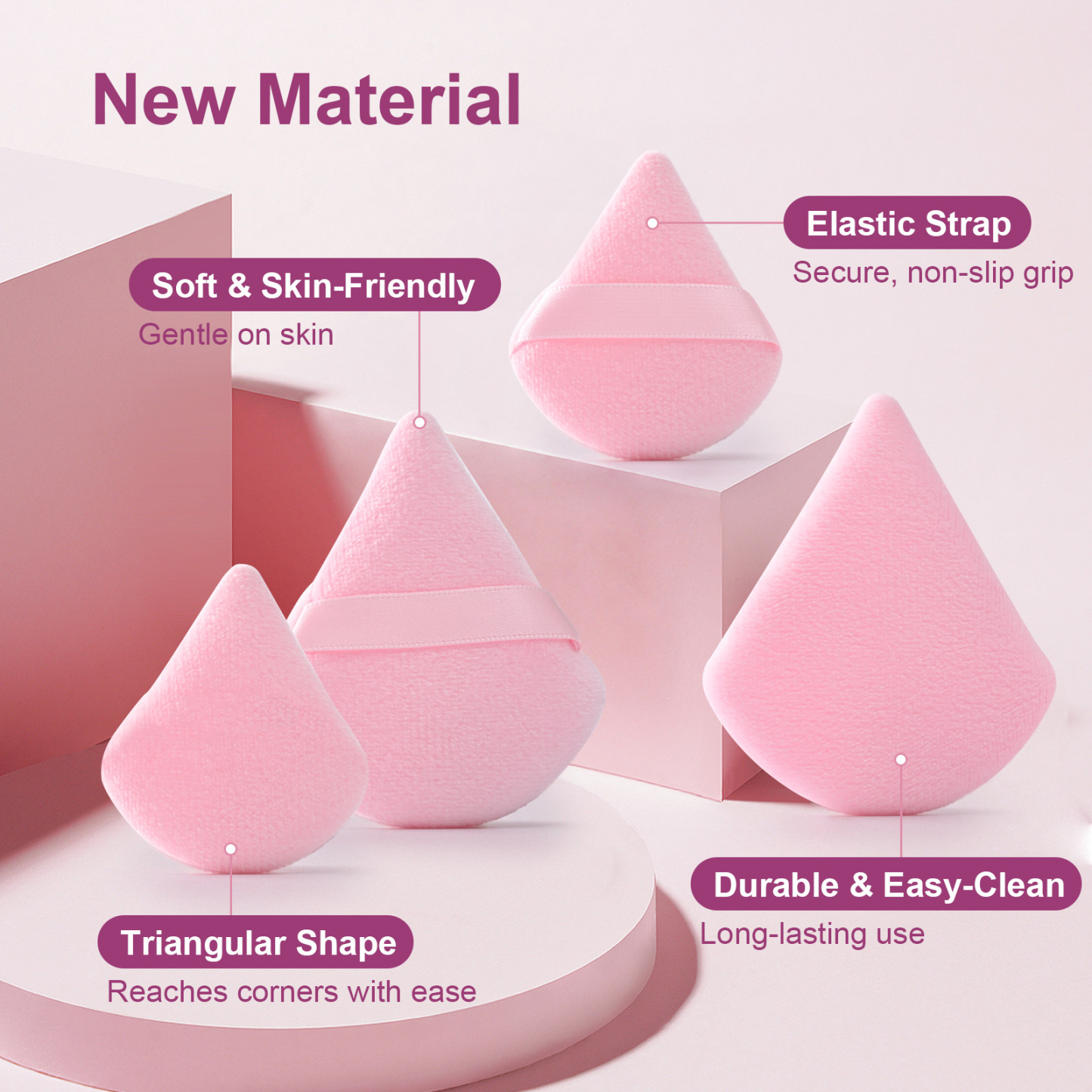 FADUIIO Aspira 15-Piece Makeup Sponge & Puff Set – Rubycell Sponge, Beauty Blenders, Triangle & Finger Puffs | Reusable Soft Tools for Liquid & Powder Application