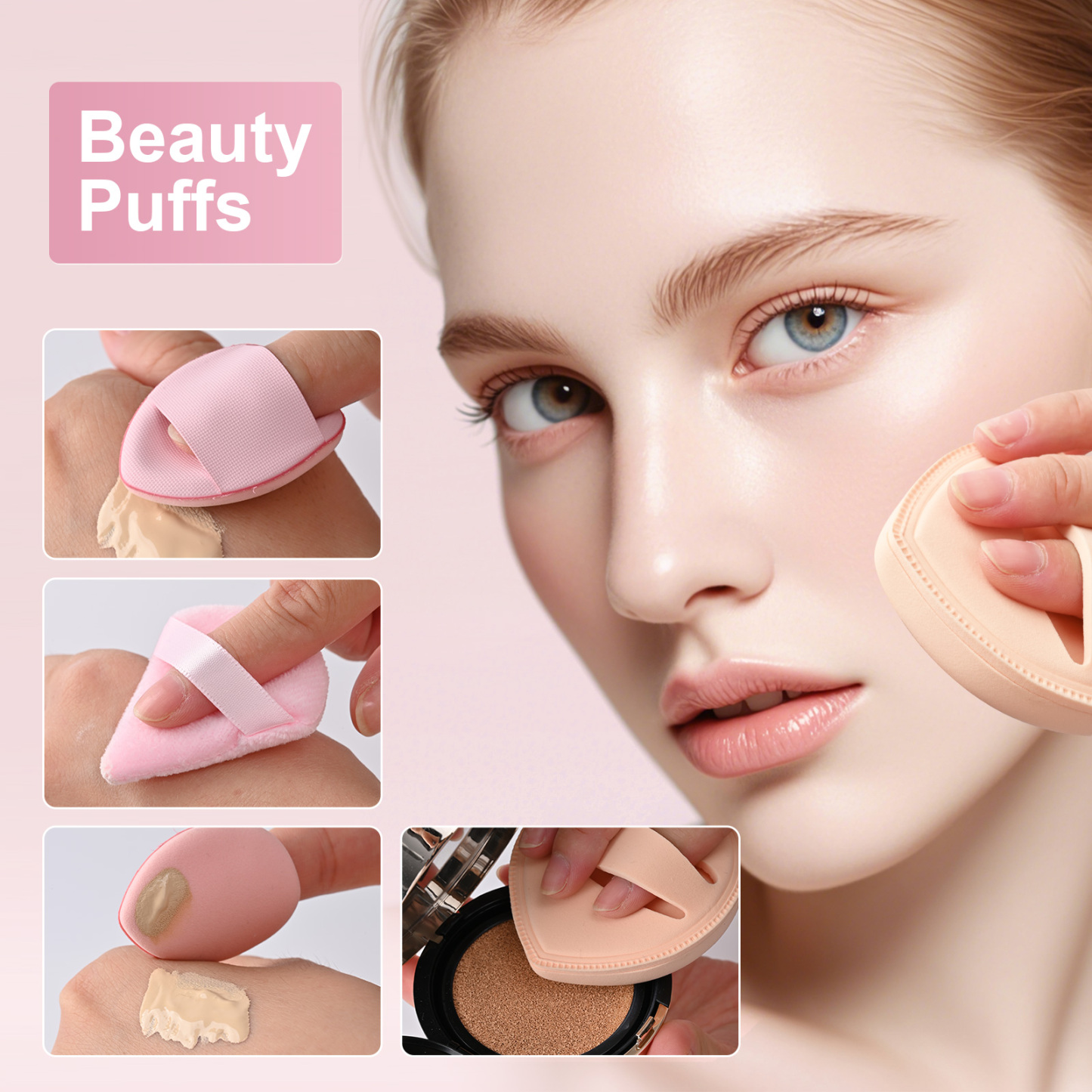 FADUIIO Aspira 15-Piece Makeup Sponge & Puff Set – Rubycell Sponge, Beauty Blenders, Triangle & Finger Puffs | Reusable Soft Tools for Liquid & Powder Application