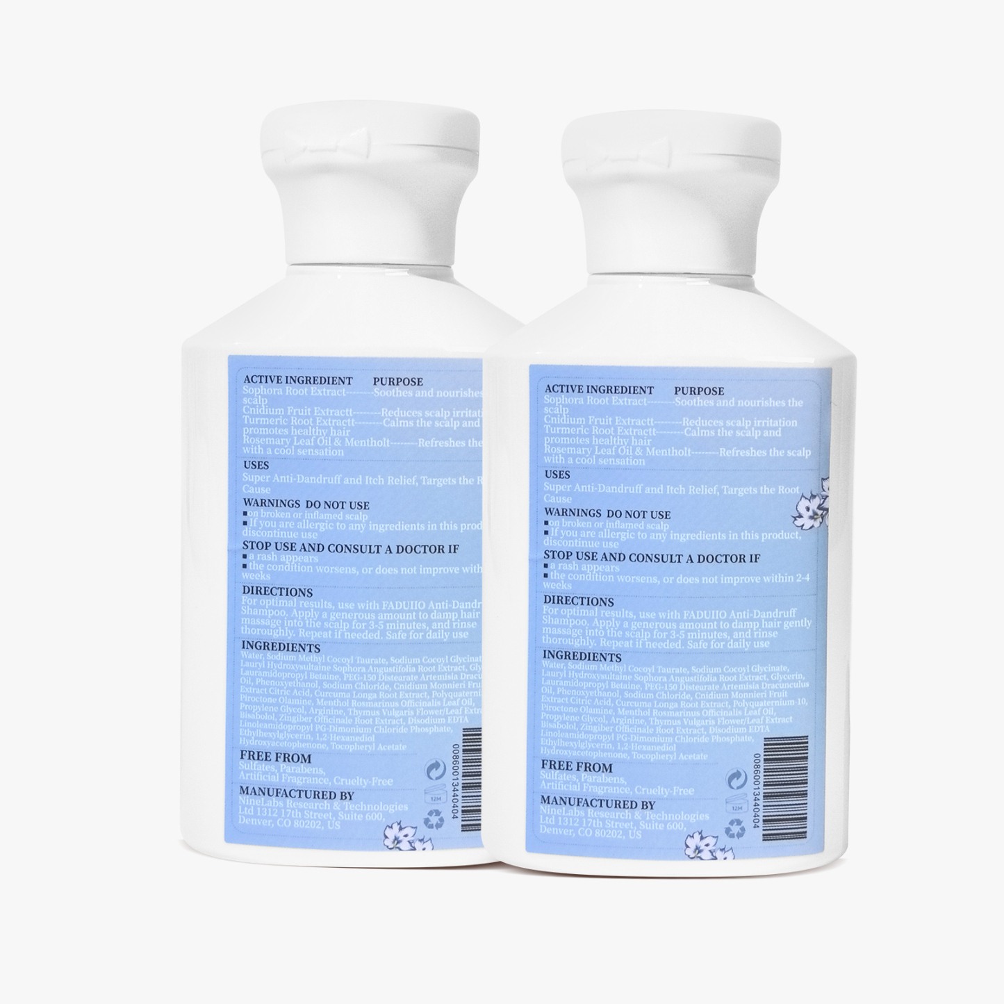 FADUIIO Anti-Dandruff Shampoo 2-Pack – Flake Control, Itchy Scalp Relief, Natural Extracts, Sulfate-Free, 200ml Each