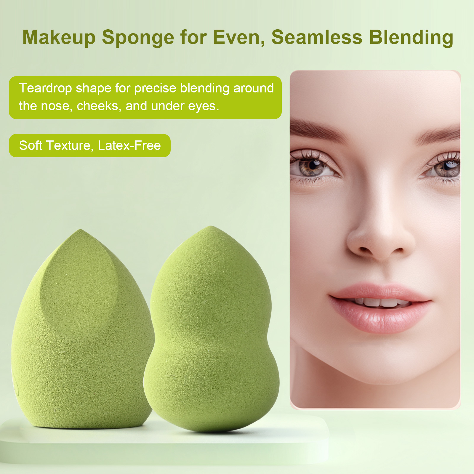 FADUIIO Aspira Makeup Sponge Set – 6 Latex-Free Beauty Blenders & 50 Hygienic Cotton Swabs in Travel Box | Flawless Foundation, Contouring & Touch-Up Kit for All Skin Types