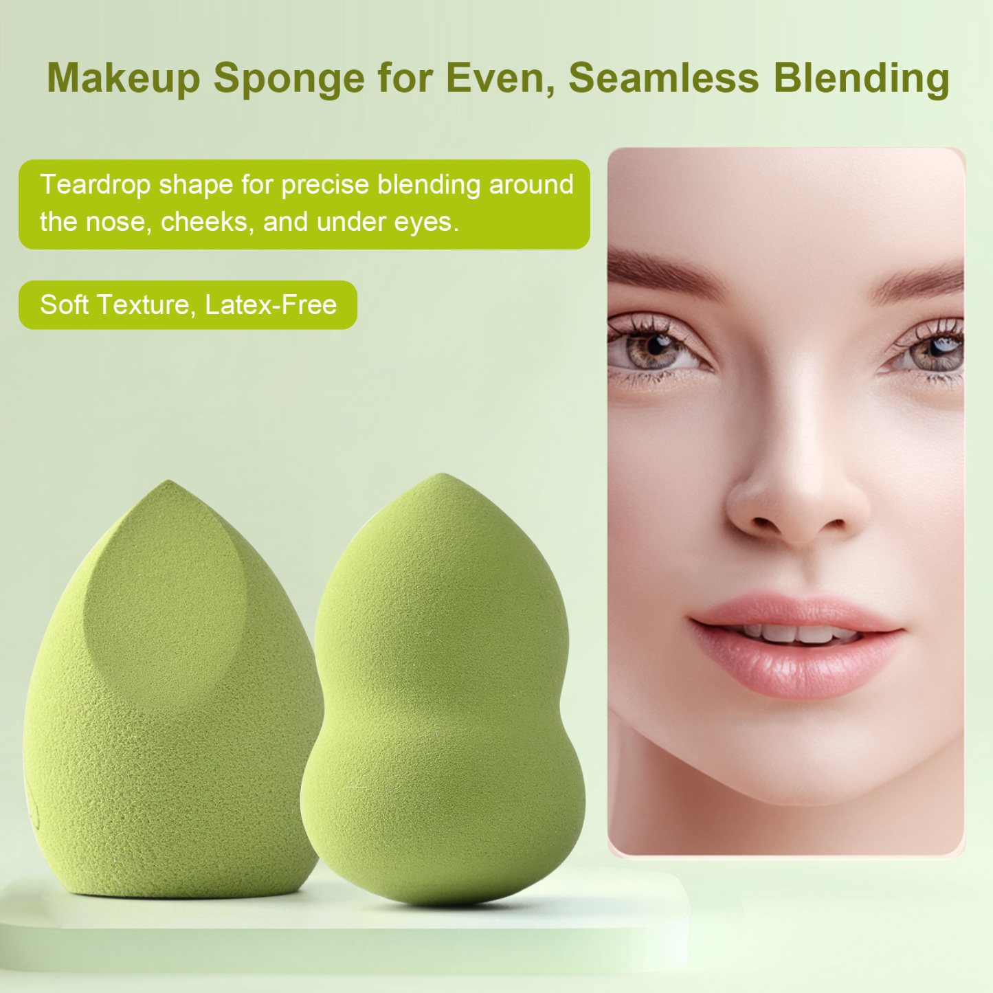 FADUIIO Aspira Makeup Sponge Set – 6 Latex-Free Beauty Blenders & 50 Hygienic Cotton Swabs in Travel Box | Flawless Foundation, Contouring & Touch-Up Kit for All Skin Types