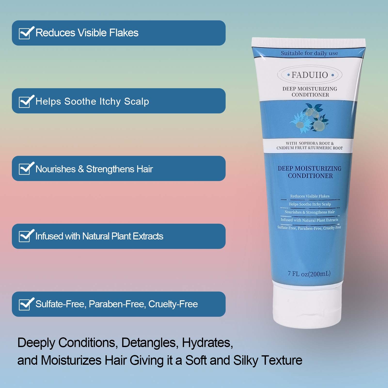 FADUIIO Anti-Dandruff Conditioner 2-Pack – Flake Control, Itchy Scalp Relief, Nourishing & Strengthening, Natural Extracts, Sulfate-Free, 200ml Each