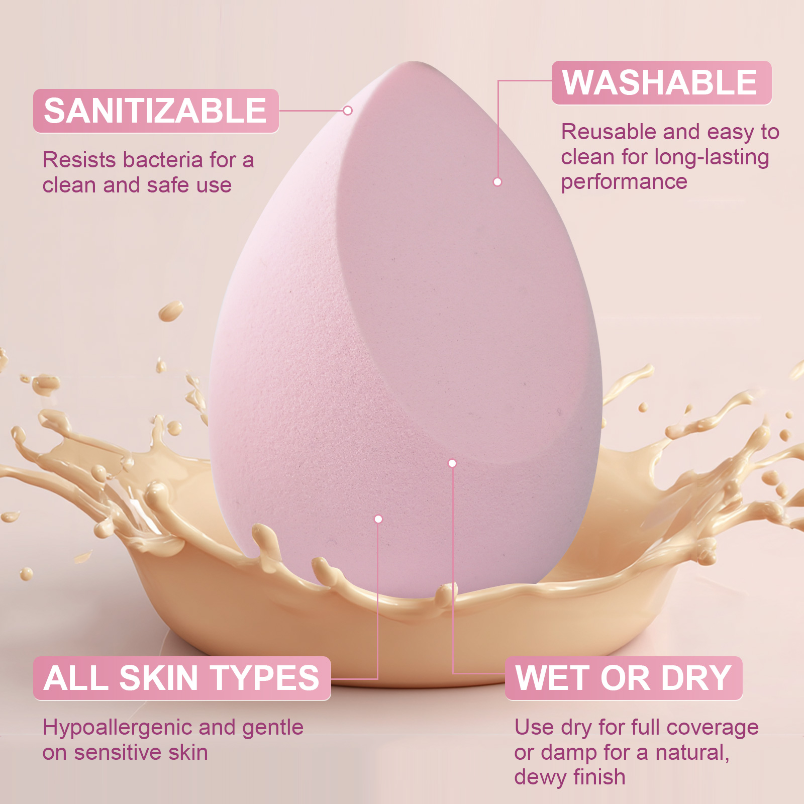 FADUIIO Aspira 15-Piece Makeup Sponge & Puff Set – Rubycell Sponge, Beauty Blenders, Triangle & Finger Puffs | Reusable Soft Tools for Liquid & Powder Application