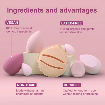FADUIIO Aspira 15-Piece Makeup Sponge & Puff Set – Rubycell Sponge, Beauty Blenders, Triangle & Finger Puffs | Reusable Soft Tools for Liquid & Powder Application